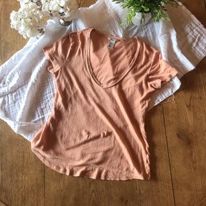 H&M linen v neck t shirt size medium